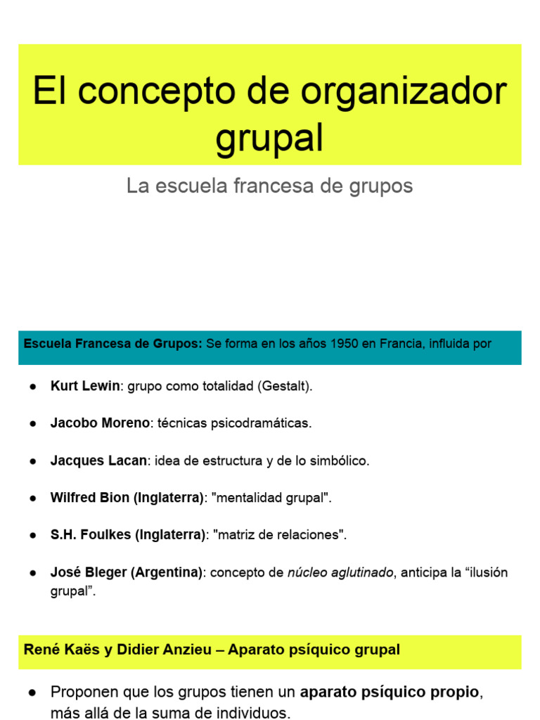 El Concepto de Organizador Grupal | PDF | Ciencias del comportamiento ...
