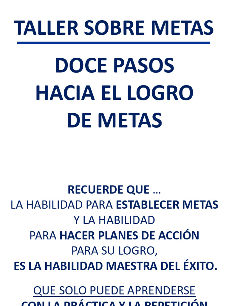 Doce Pasos para Realizar Sus Metas | PDF