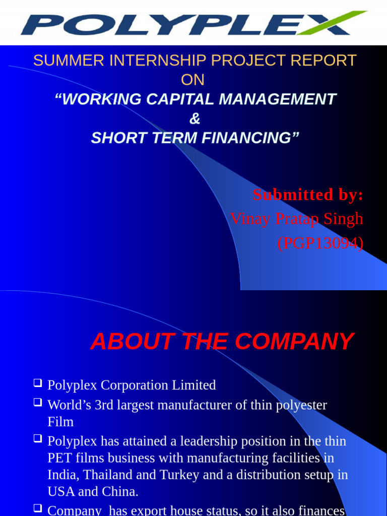 Working Capital Management Report | PDF | Expense | Equity (Finance)