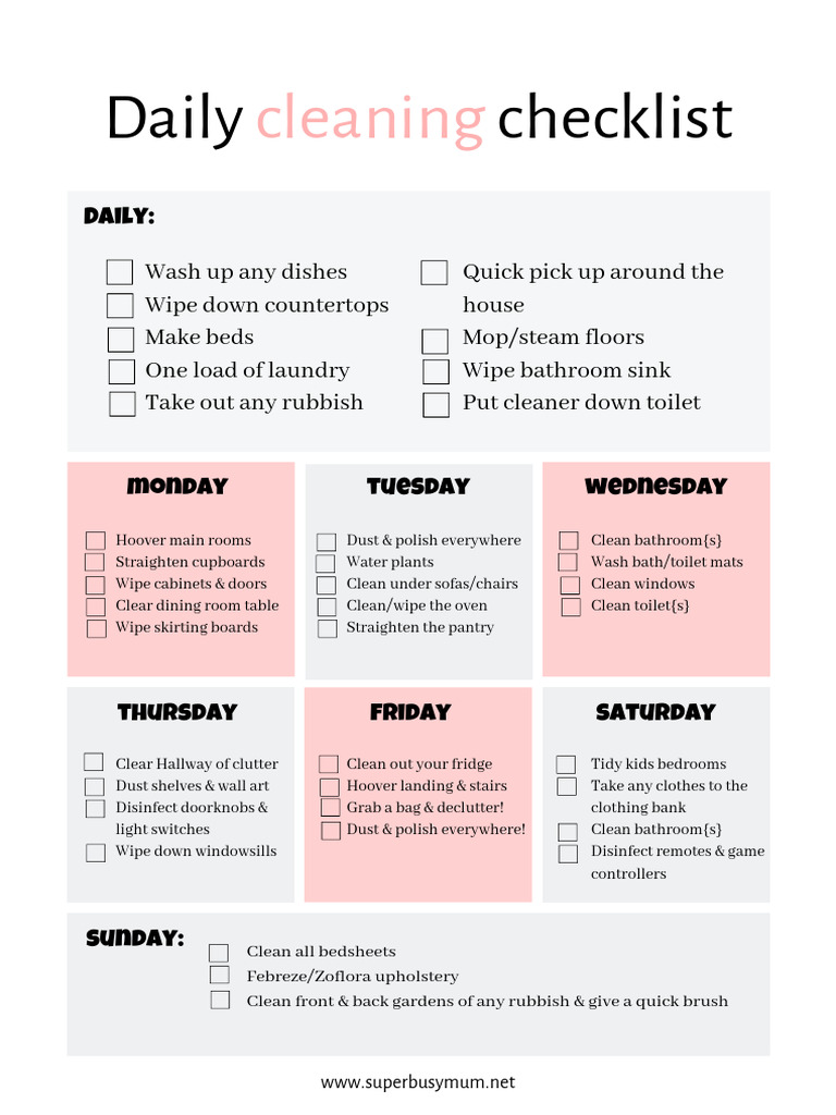 Daily Cleaning Checklist | PDF