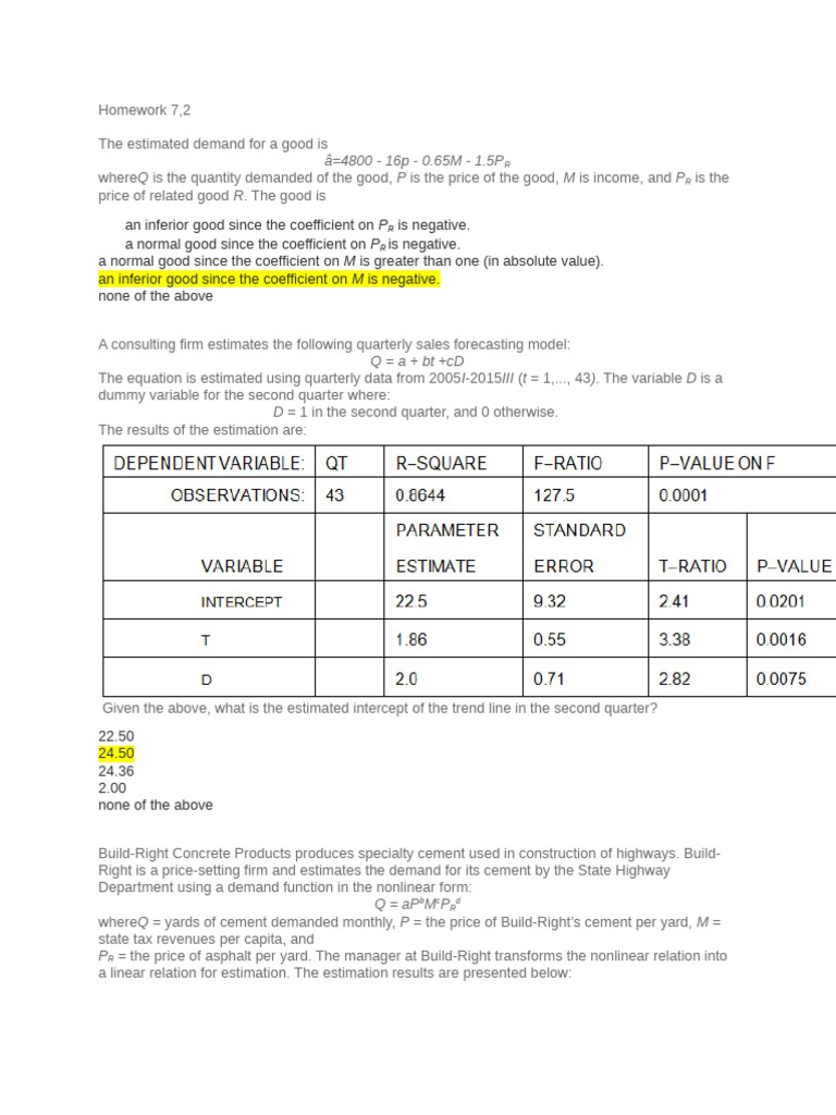 Homework 7 | PDF | Regression Analysis | Linear Regression