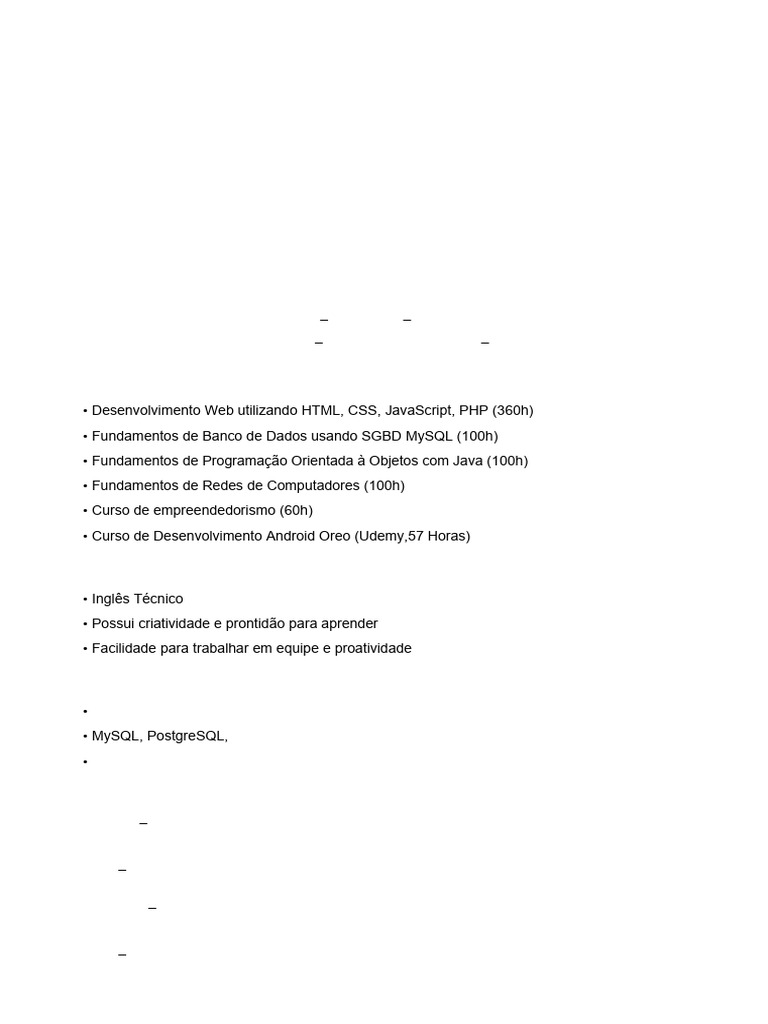 Currículo de Desenvolvedor Full Stack | PDF
