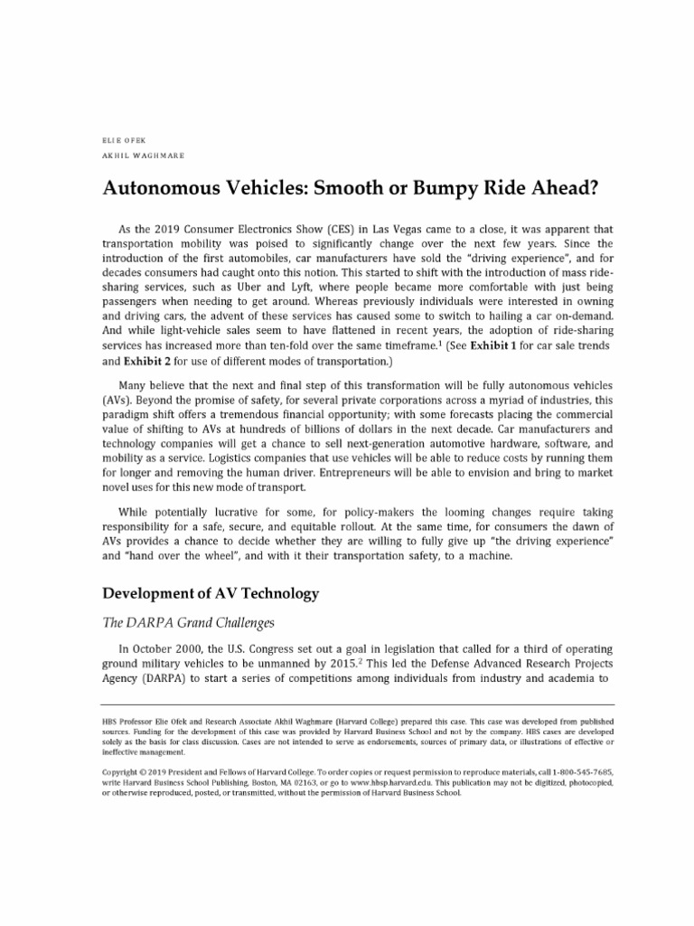 Autonomous Vehicle: Smooth Ride Ahead? | PDF