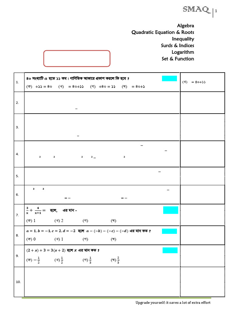Algebra, Roots, Inequality, Surds & Indices, Log, Set - 560 | PDF ...