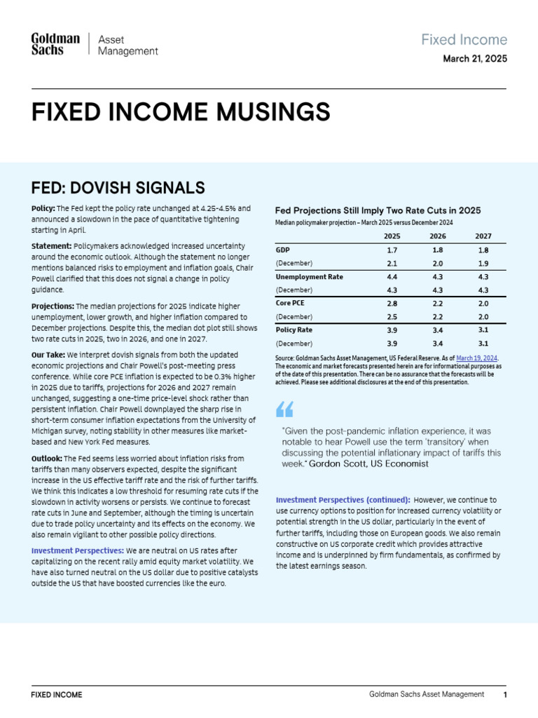 GSAM Fixed Income Musings Mar 21 2025 1742620092 | PDF | Interest ...