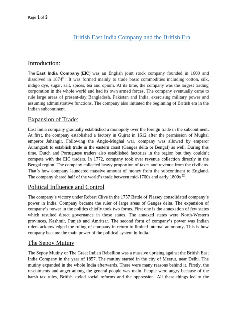 British Raj: Origins and Impact | PDF | East India Company | Indian ...