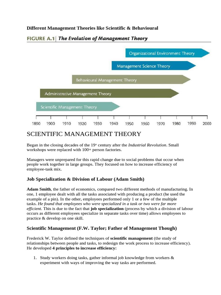 Overview of Management Theories | PDF | Division Of Labour | Psychology