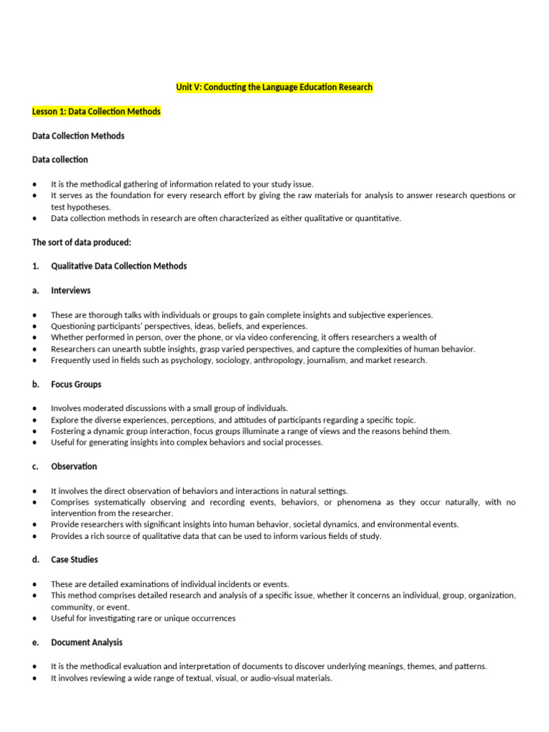 Elt 207 Unit 5 Midterm Reviewer | PDF | Qualitative Research | Survey ...