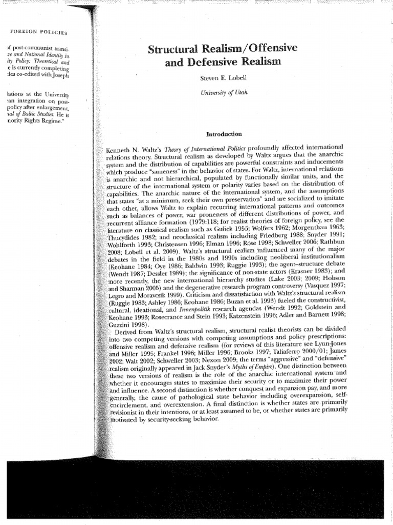 Structural Realism Offensive and Defensi | PDF