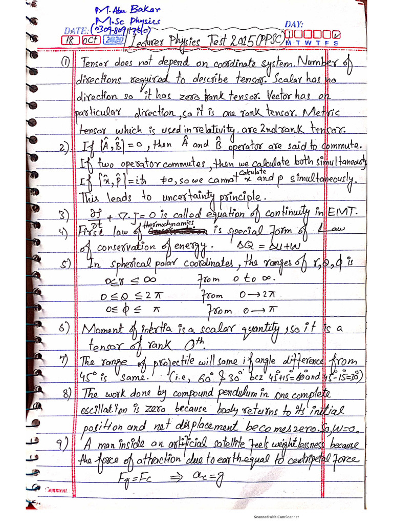 PPSC 2015 Lec Phy Paper Solved HMAB | PDF