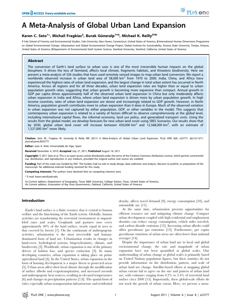 Global Urban Land Expansion Analysis | PDF | Economic Growth | Gross ...