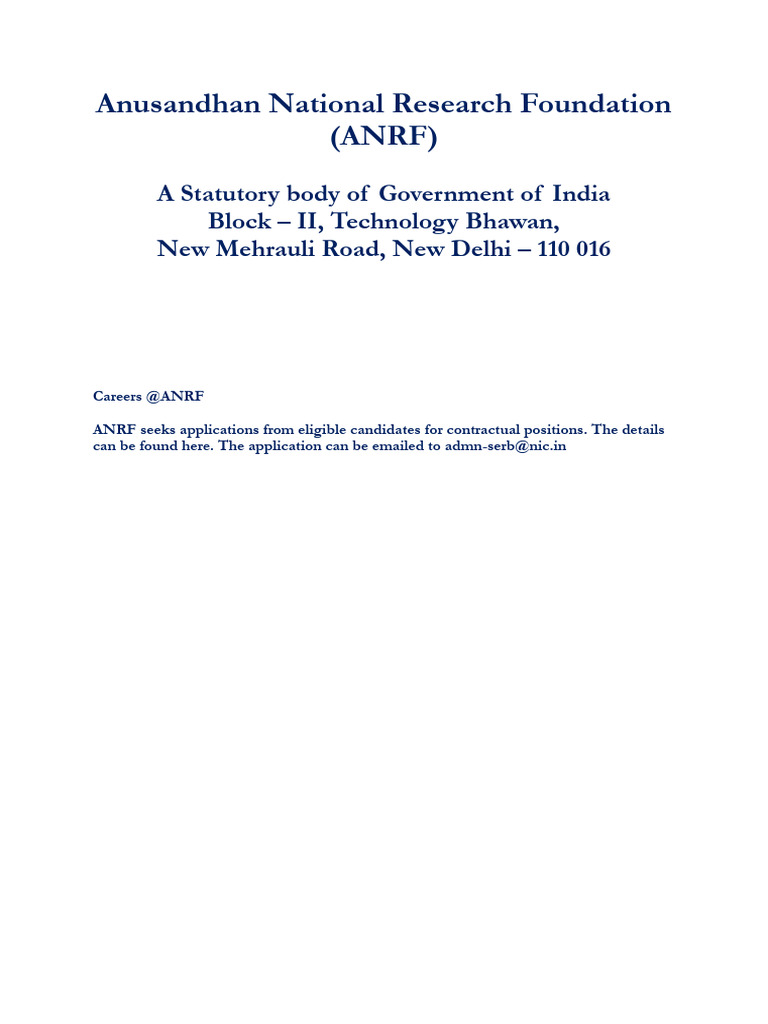 ANRF Chief HR & COO Positions Open | PDF | Human Resource Management ...