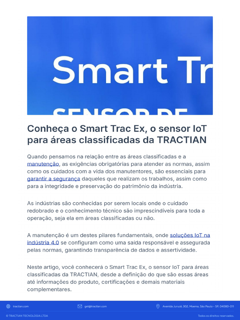 Conheça o Smart Trac Ex, o Sensor IoT Para Áreas Classificadas Da ...