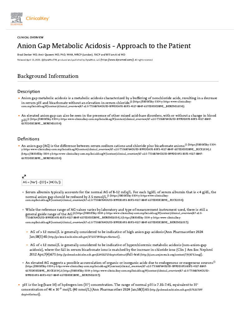 Understanding Anion Gap Metabolic Acidosis | PDF | Bicarbonate | Diabetes