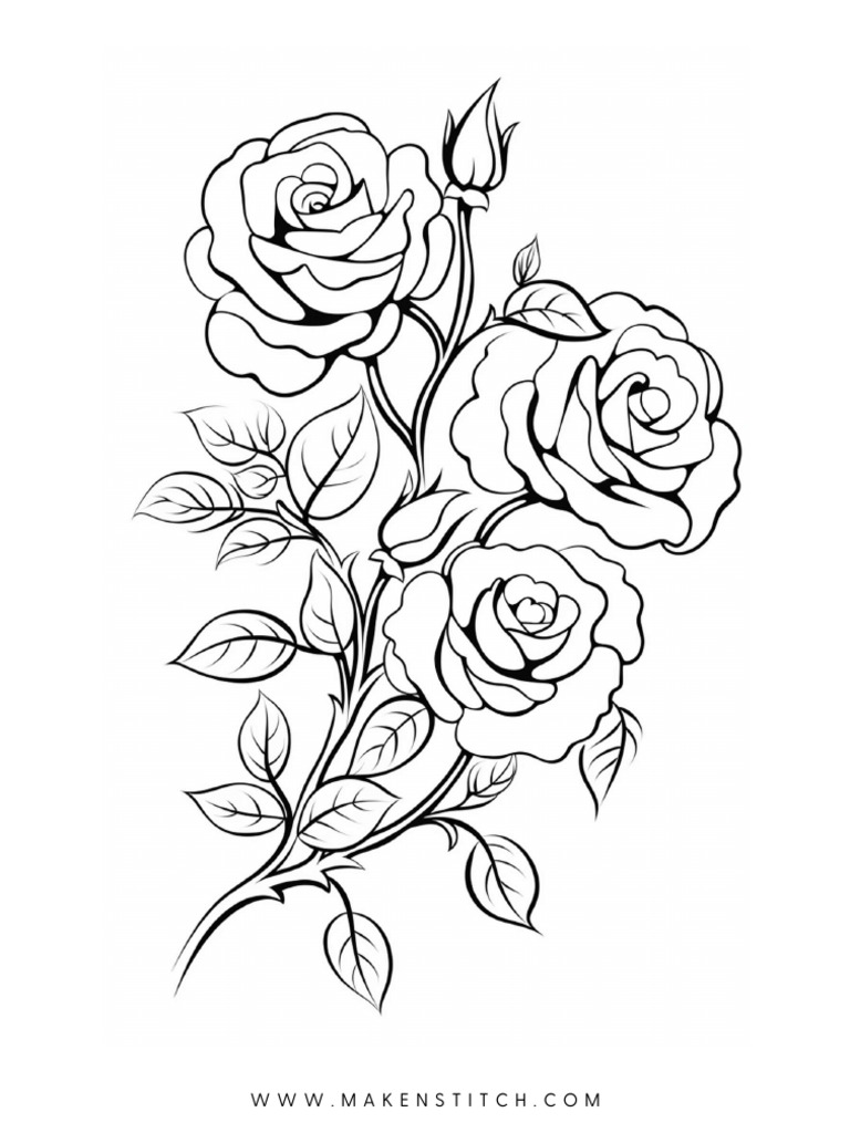 19 Roses Coloring Pages For Kids Adults | PDF