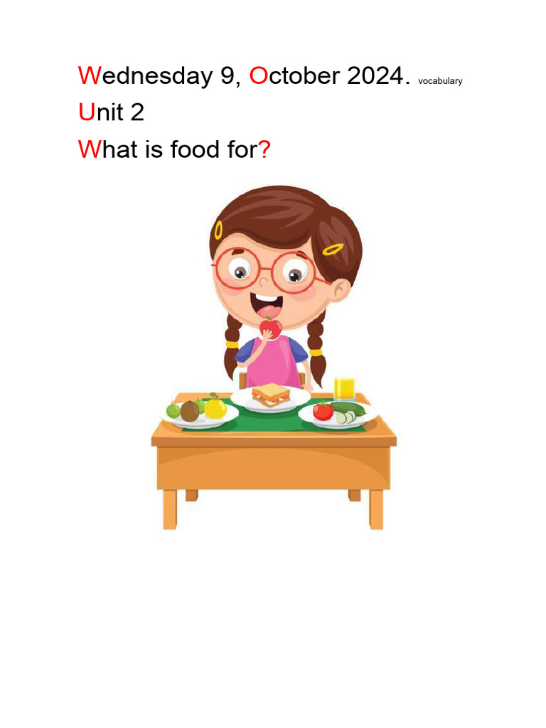 Food Vocabulary and Grammar Unit 2 | PDF