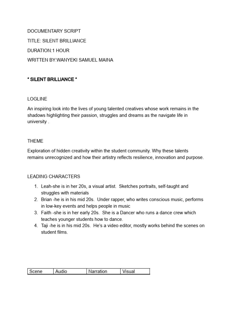Silent Brilliance Script. | PDF | Dances | Rapping
