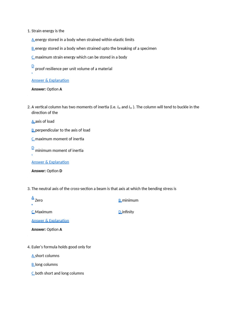 Strength of Materials Exam Questions | PDF | Bending | Stress (Mechanics)