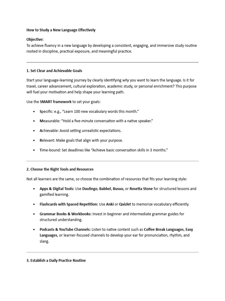 Effective Language Learning Strategies | PDF | Fluency | Vocabulary