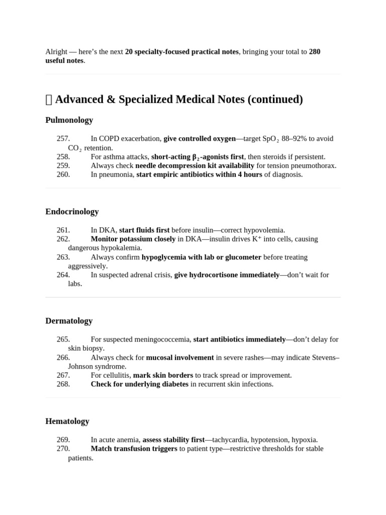 Advanced Medical Notes for Specialties | PDF