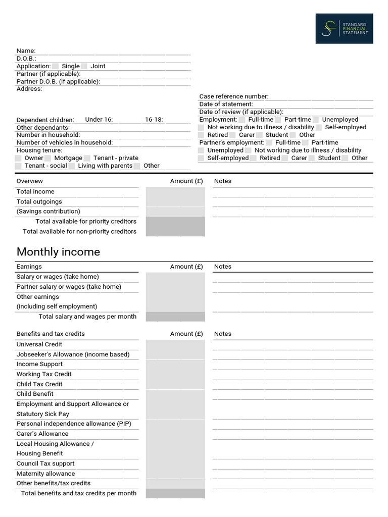 Financial Statement for Ms. Jacky Sullivan | PDF | Mortgages | Taxes