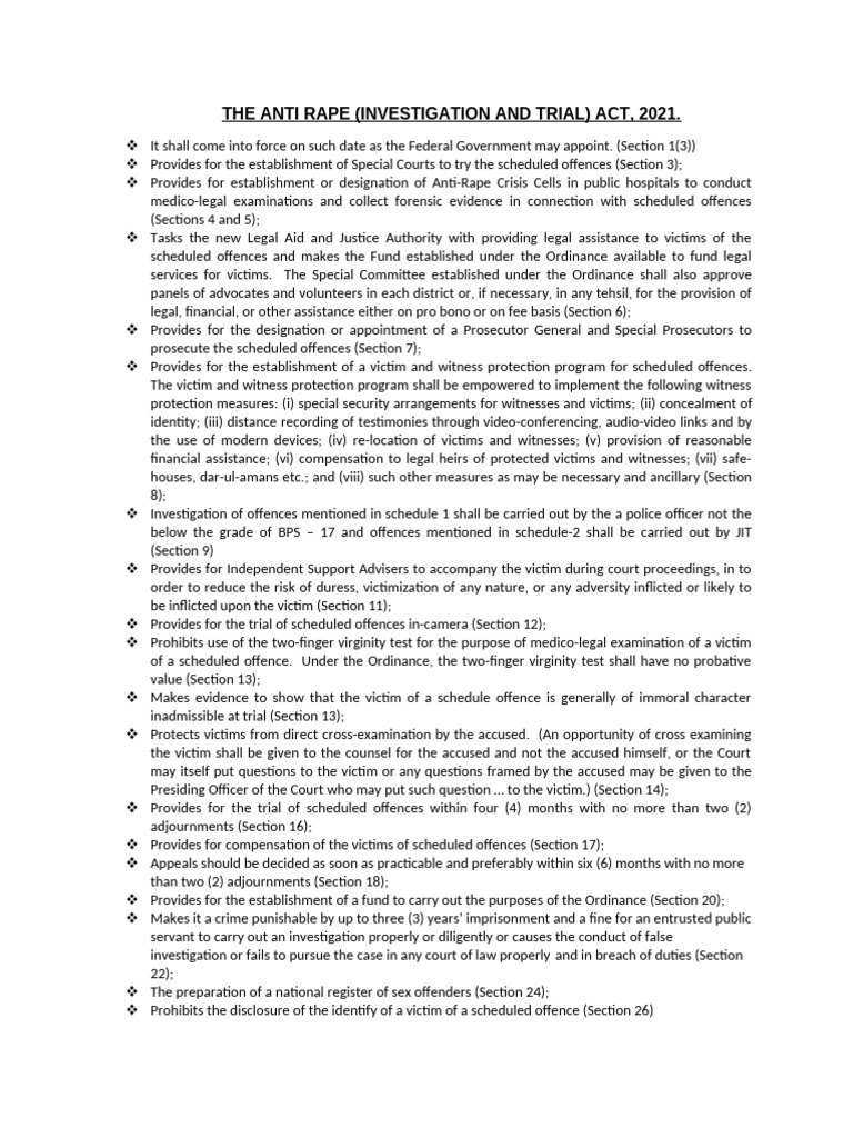 Anti-Rape Act 2021 Overview | PDF | Prosecutor | Witness