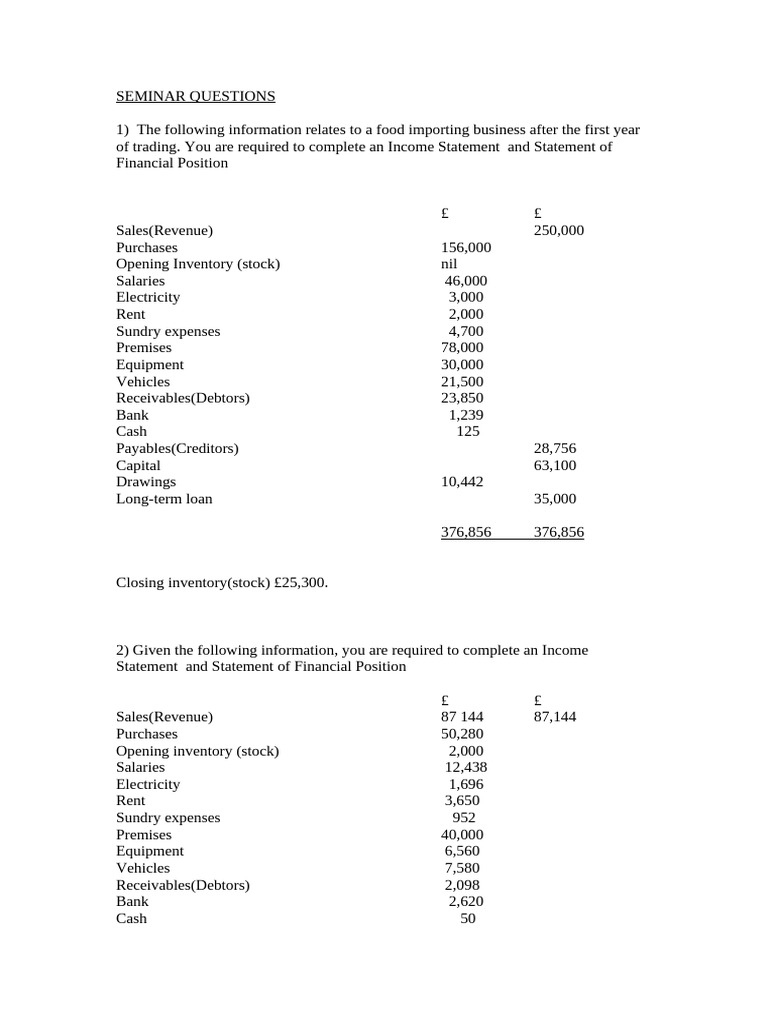 Income Statement & Financial Position Guide | PDF | Expense | Revenue