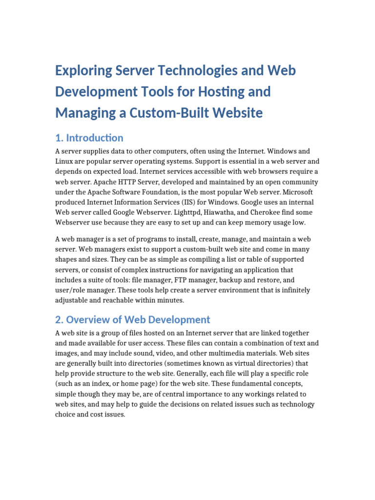 Server Technologies for Web Management | PDF | World Wide Web ...