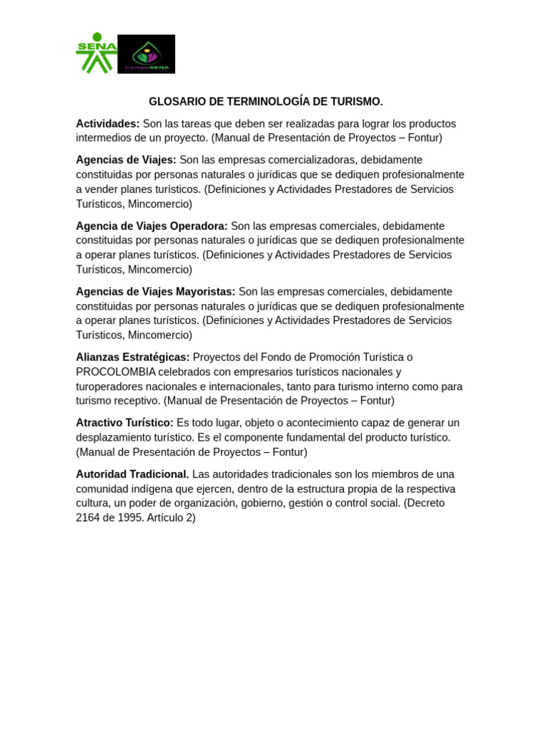 Glosario de Términos Turísticos | PDF | Turismo | Sustentabilidad