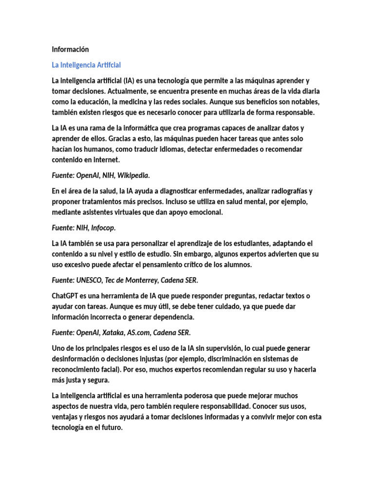 Impacto y riesgos de la inteligencia artificial | PDF | Inteligencia ...