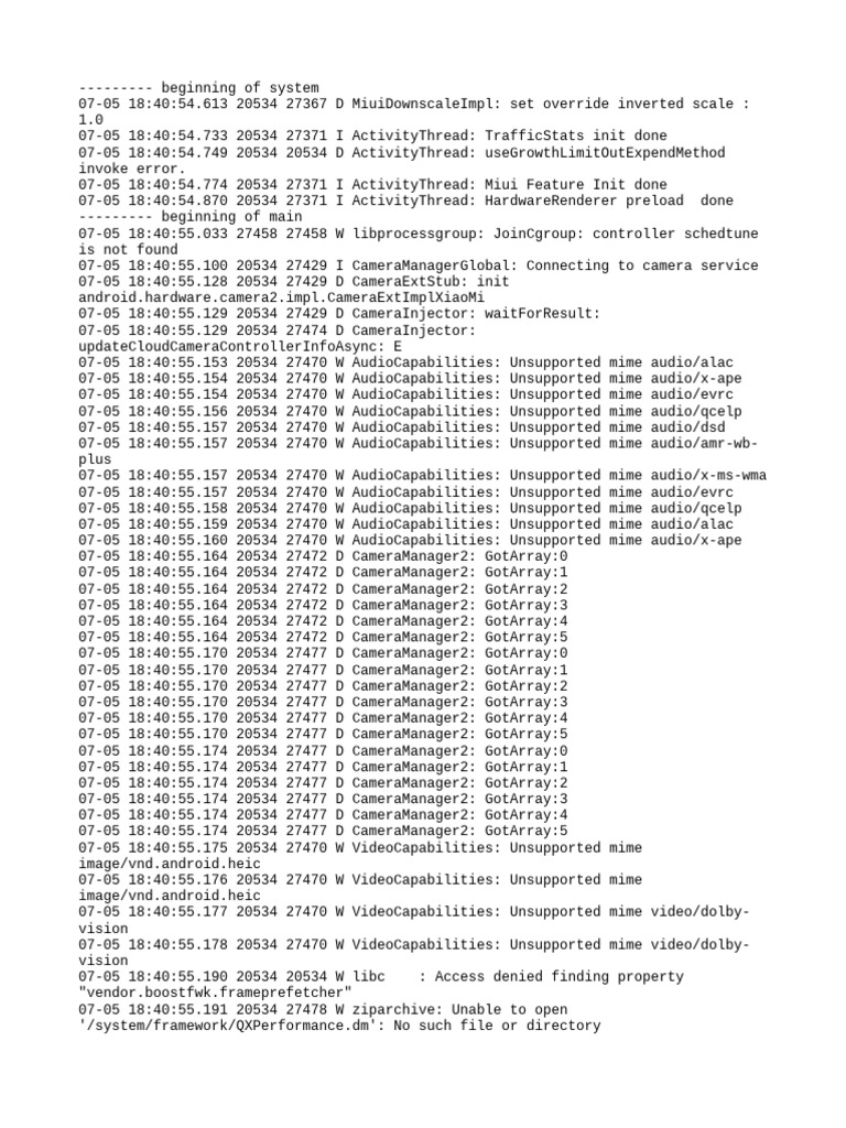 Camera Service Initialization Logs | PDF | Computer Architecture ...