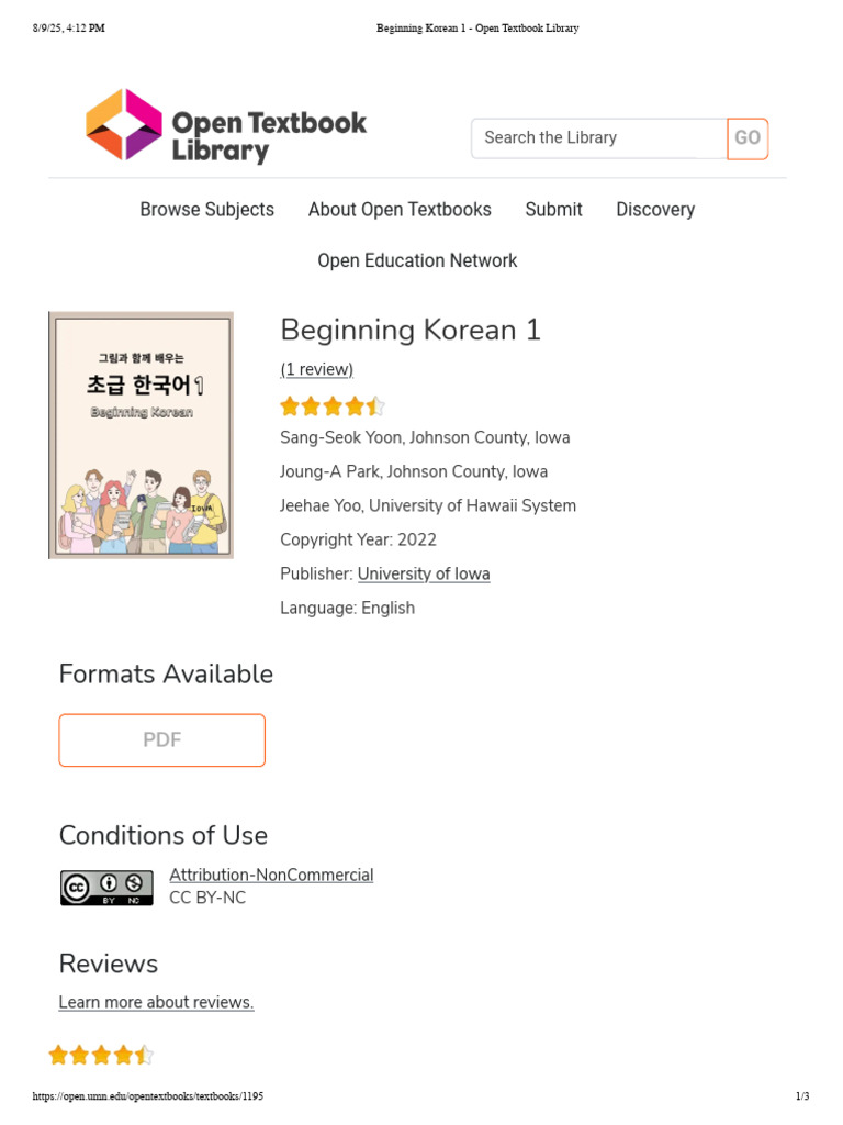 Beginning Korean 1 - Open Textbook Library | PDF | Korean Language ...