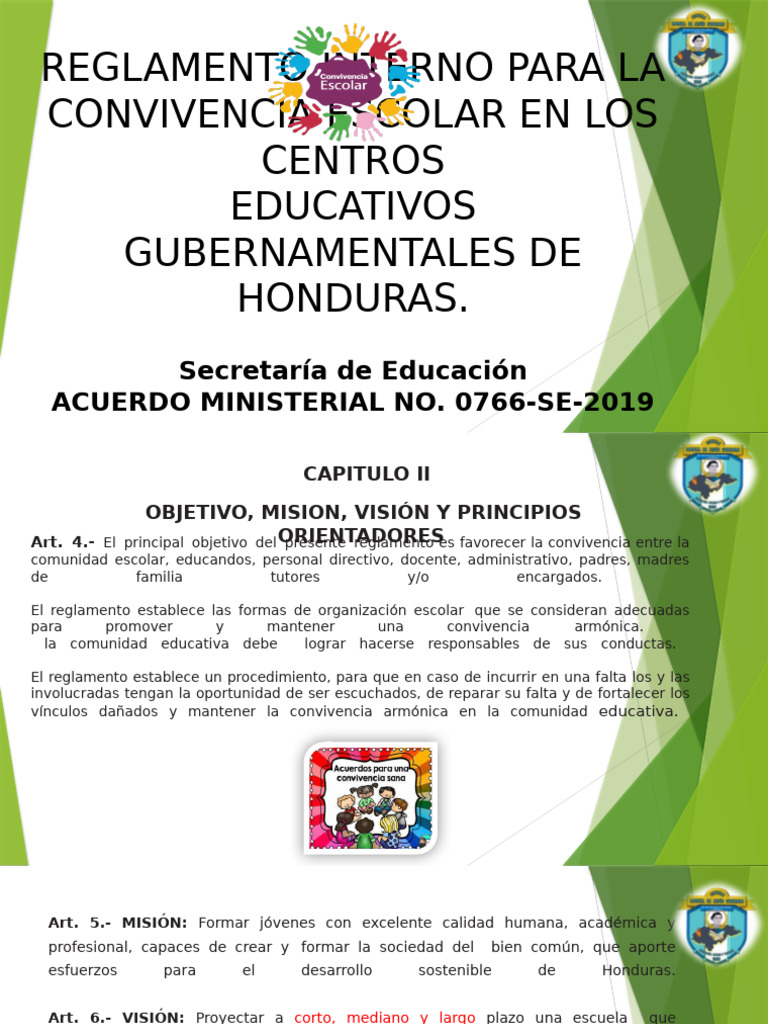 Reglamento de Convivencia Escolar en Honduras | PDF | Mediación | Escuelas