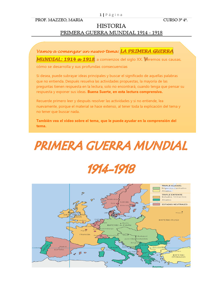 Causas y desarrollo de la Primera Guerra Mundial | PDF | Primera Guerra ...