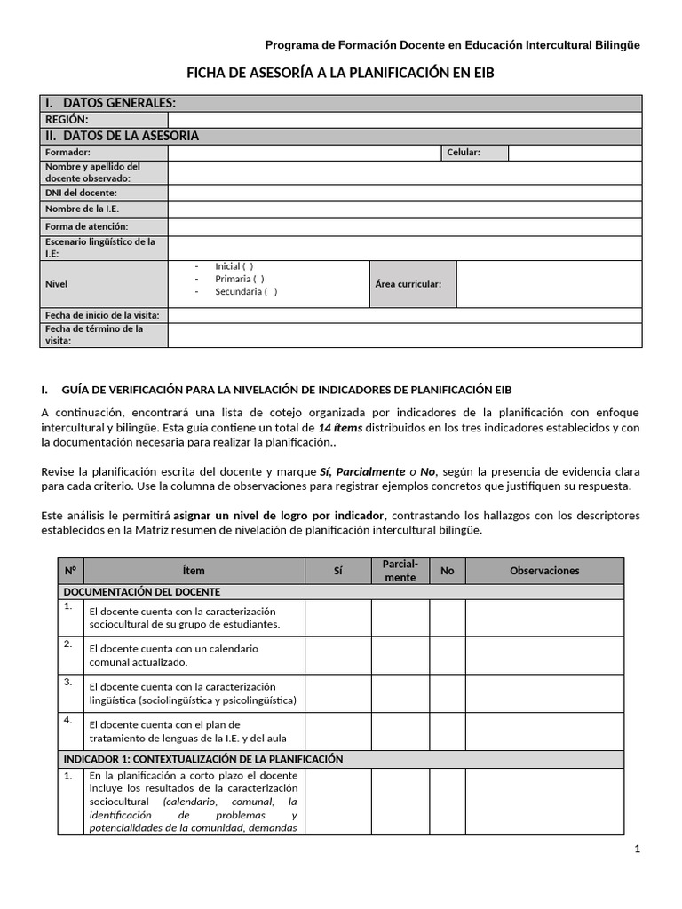 Guía de Planificación EIB para Docentes | PDF | Multilingüismo | Maestros