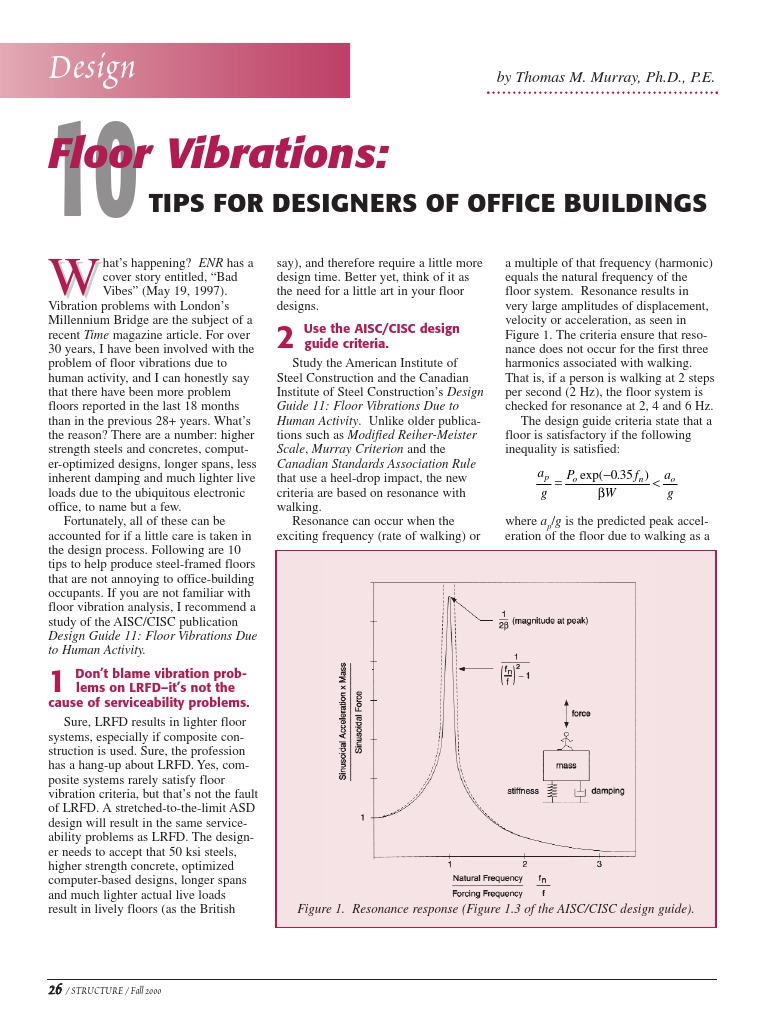 AISC Design Guide 11: Floor Vibration Tips | PDF | Resonance | Framing ...