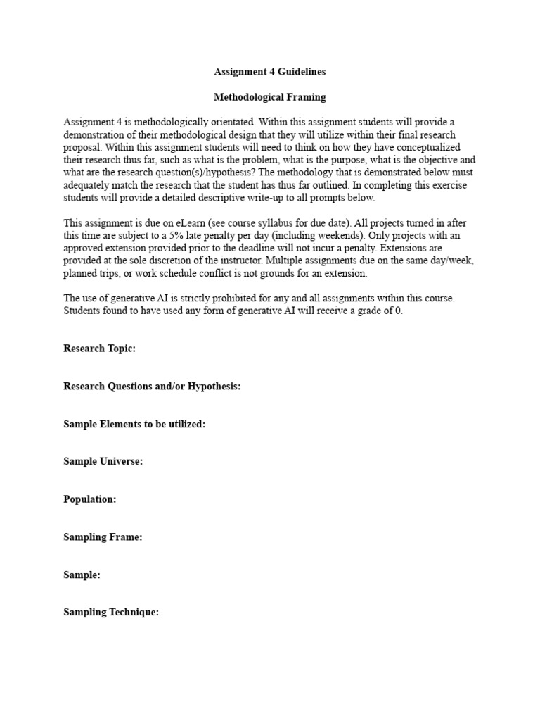 Assignment 4 Methodology Guidelines | PDF