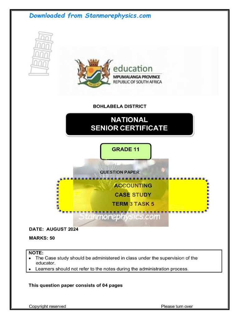 MP Accounting Grade 11 Term 3 Case Study 2024 | PDF