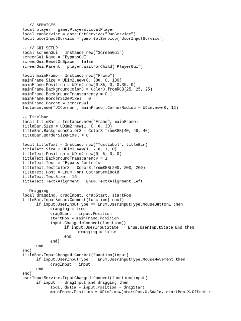 Roblox Speed and Fly Bypass Script | PDF | Window (Computing) | Components