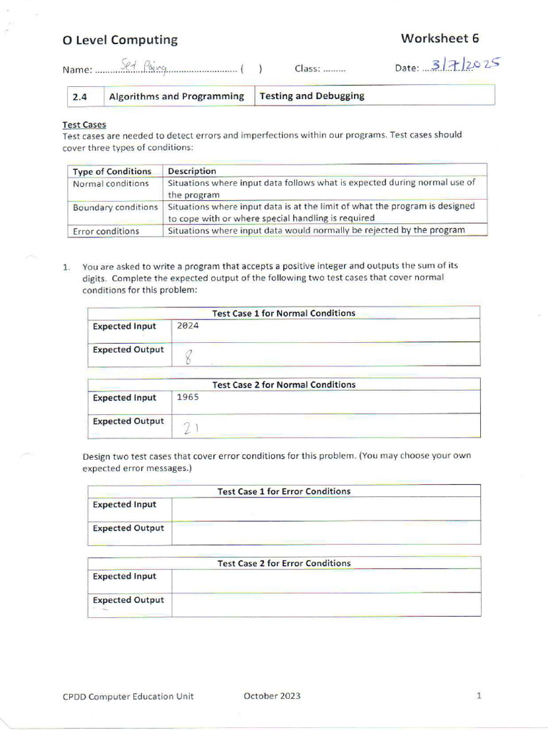 Worksheet 6 | PDF