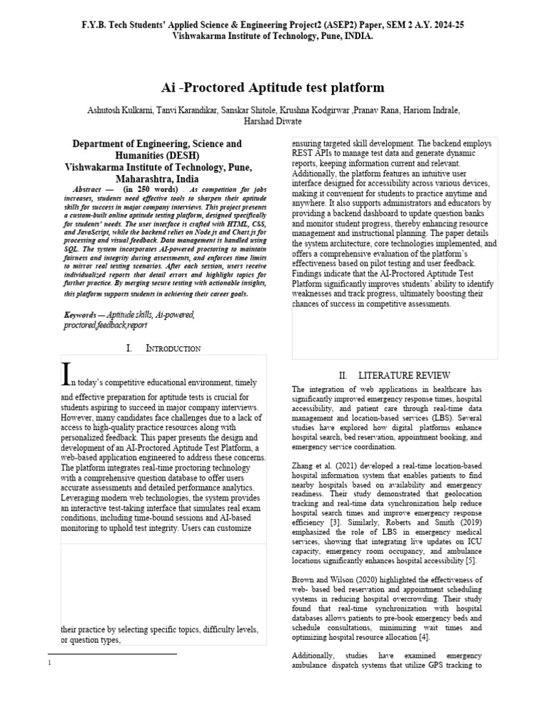 AI-Proctored Aptitude Test Platform | PDF | Artificial Intelligence ...