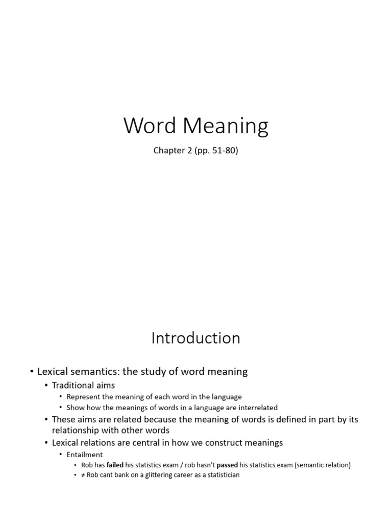 Understanding Lexical Semantics | PDF | Word | Lexicon
