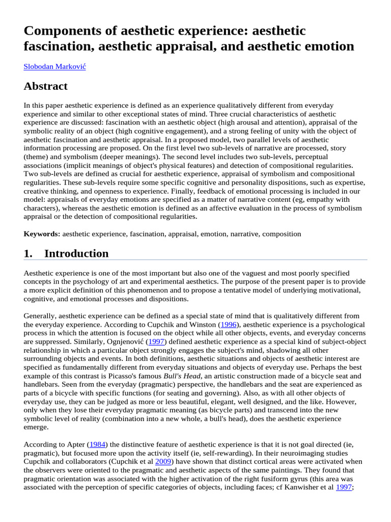 Understanding Aesthetic Experience | PDF | Experience | Aesthetics