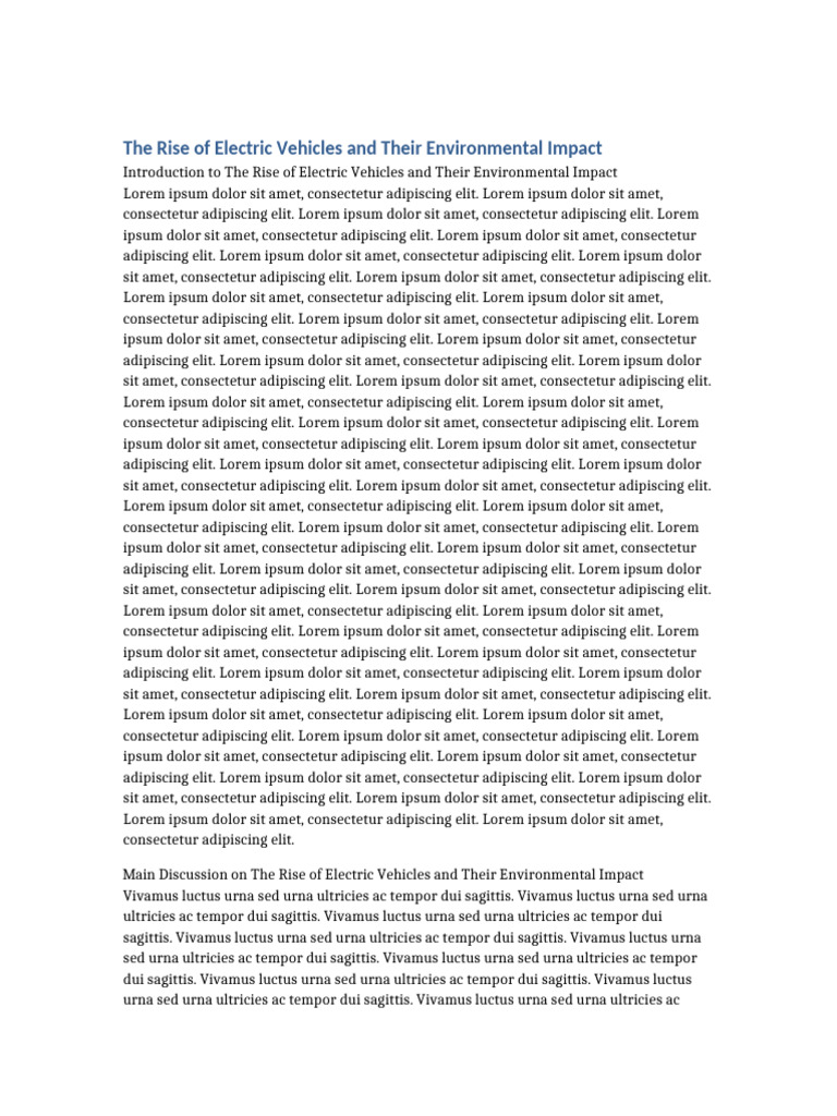 The Rise of Electric Vehicles and Their Environmental Impact | PDF ...
