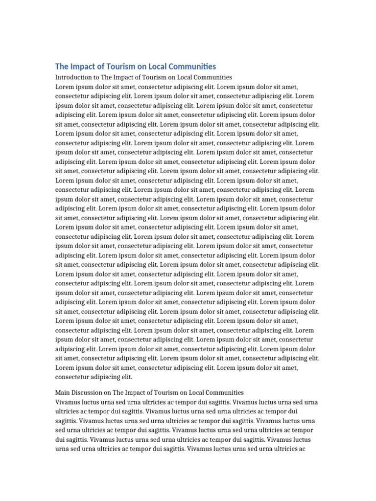 Tourism's Effects on Local Communities | PDF