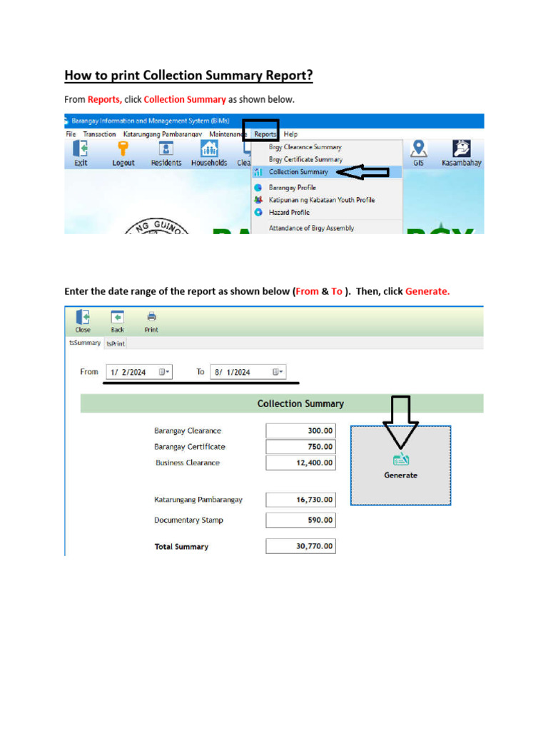 How To Print Collection Summary Report | PDF