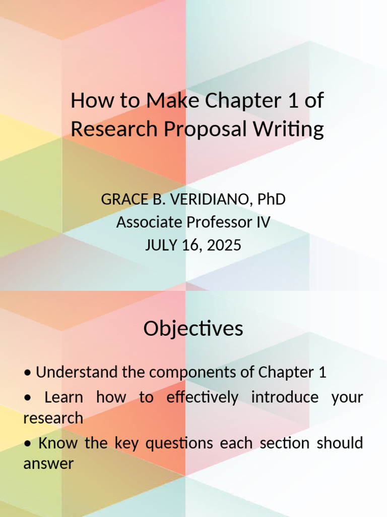 Writing Chapter 1 of a Research Proposal | PDF