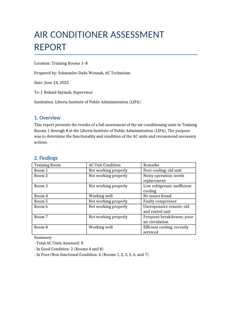 LIPA Air Conditioner Assessment Report | PDF | Air Conditioning ...