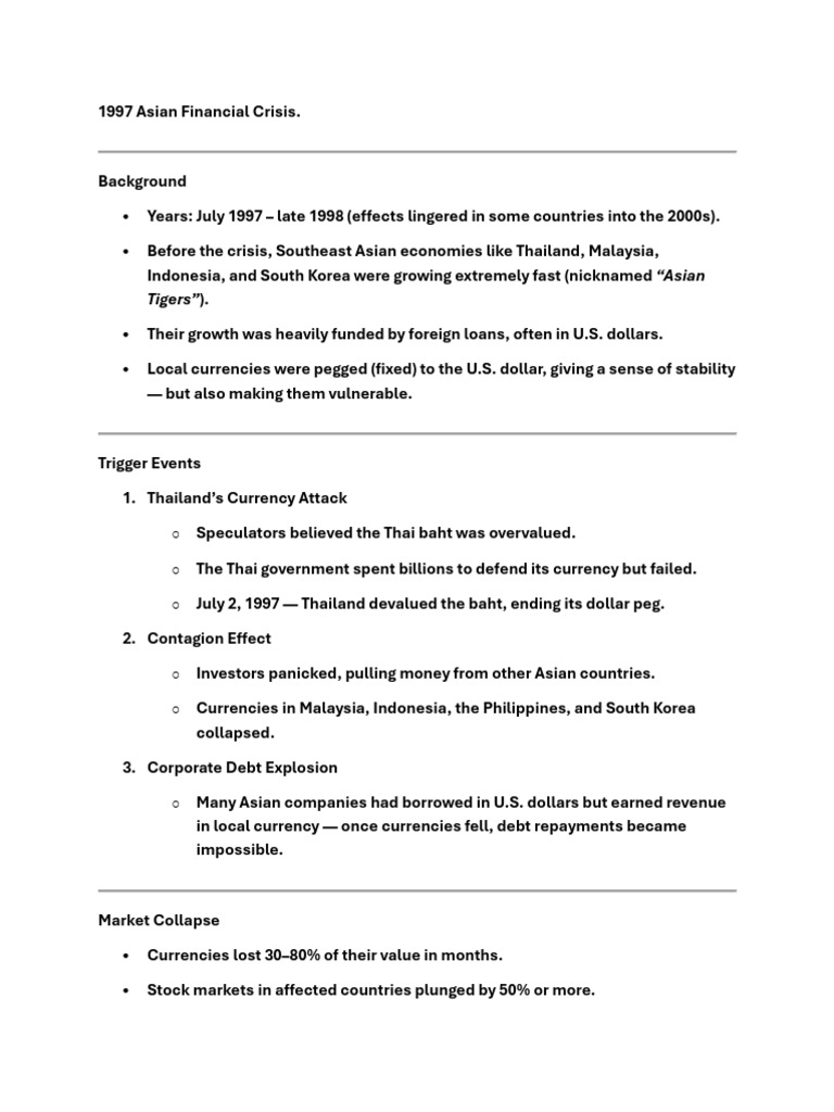 1997 Asian Financial Crisis | PDF
