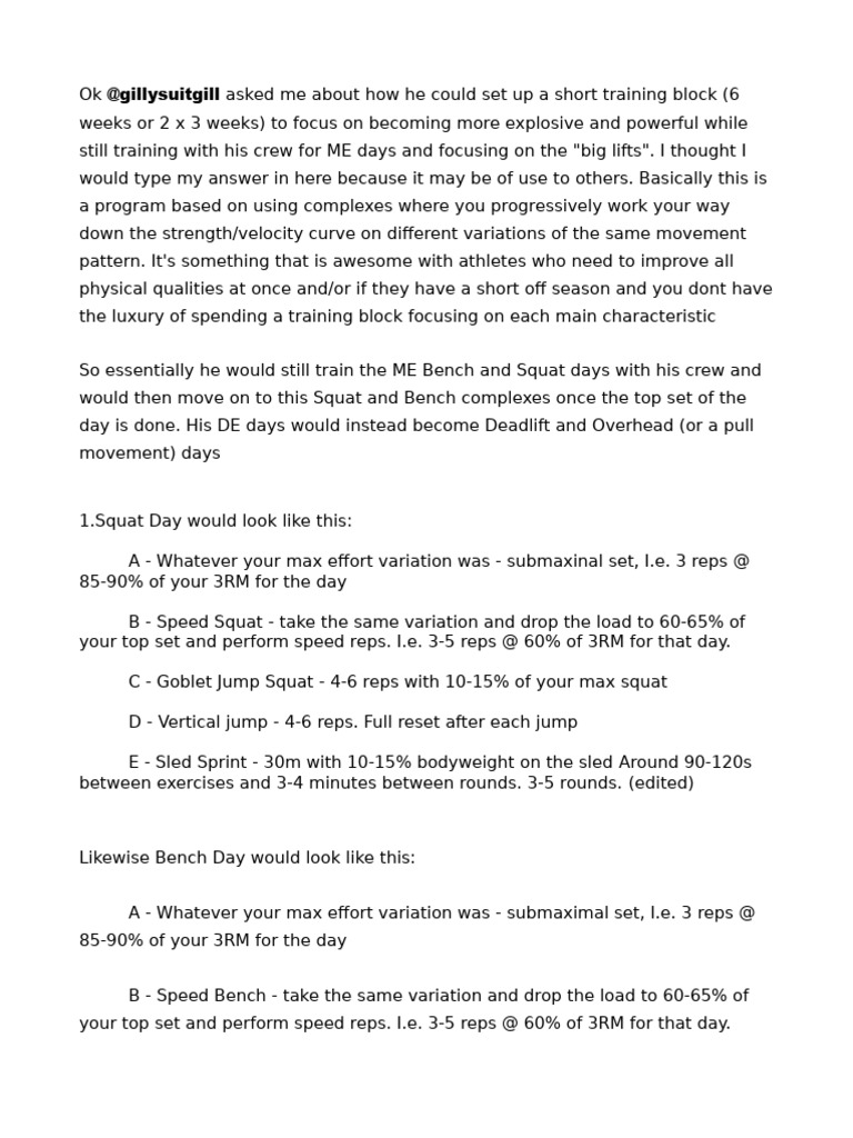 6-Week Explosive Power Training Plan | PDF | Physical Exercise | Weight ...
